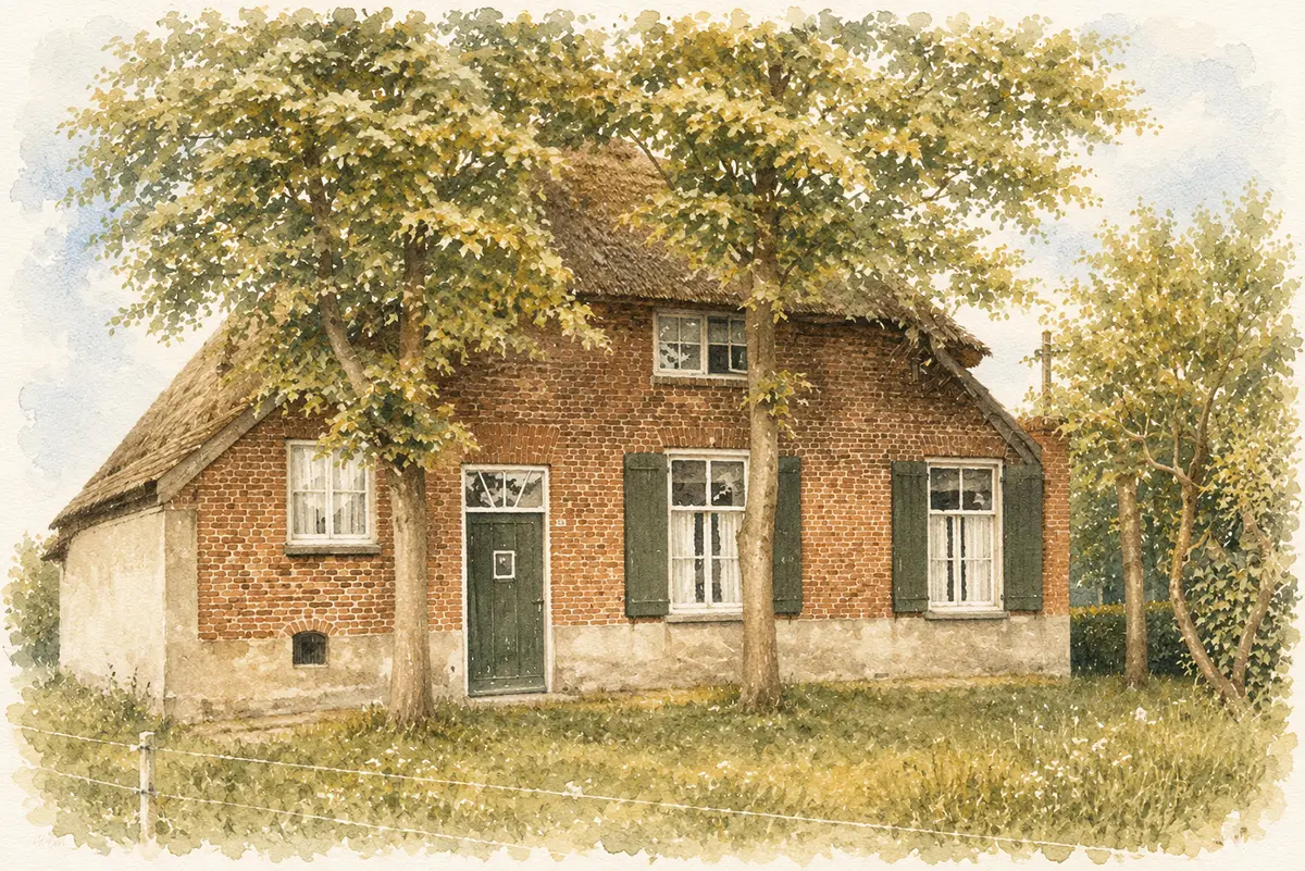 Aquarel van een oude boerderij in Lierop (3 van 6)