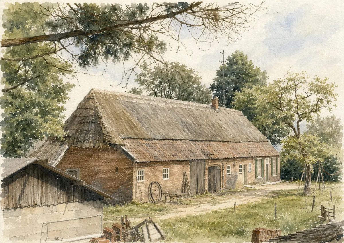 Aquarel van een oude boerderij in Lierop (4 van 6)