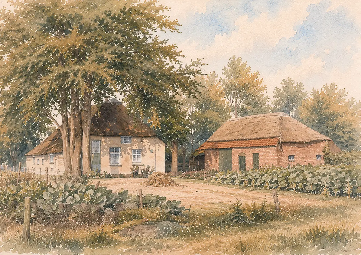 Aquarel van een oude boerderij in Lierop (5 van 6)