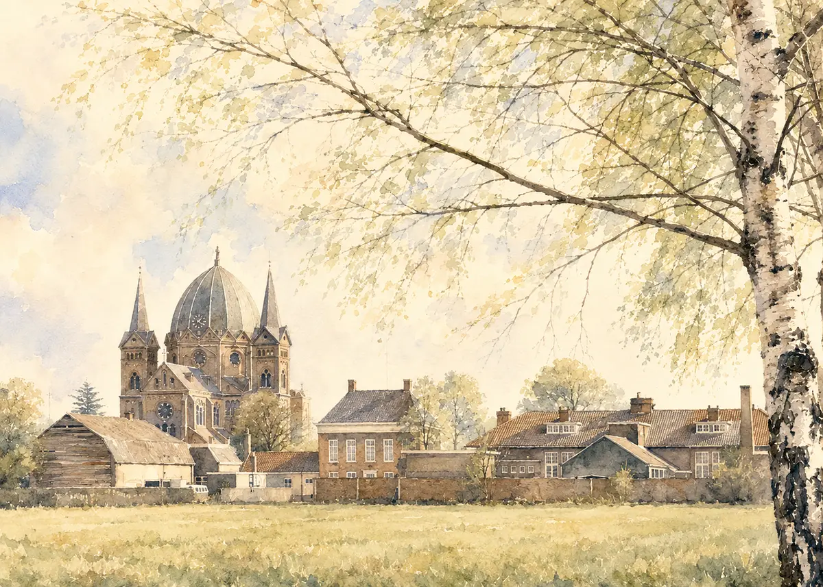Aquarel van het dorp Lierop (3 van 6)